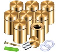 Sirxlevcy Paquete de 8 Tornillos de SeparacióN 3/4 X 6/5 Pulgadas Separadores de Letreros Dorados de AcríLico Colgante Kit de Tornillos Publicitarios