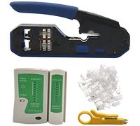 Sirxlevcy Probador de Cables de Red RJ45 Kit de Herramientas de Crimpado CAT5 CAT5E CAT6 Kit de Herramientas de Crimpado, 50PCS RJ45 CAT6 Conector de Enchufe