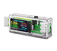 Sirxlevcy Probador USB 3.0, MultíMetro Digital con Pantalla una Color IPS Monitor de Voltaje y Corriente, Medidor de Potencia CC 5.1A/30V/150W