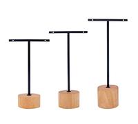 Sirxlevcy Soporte de ExhibicióN de Aretes de Barra en T de 3 Piezas con Soportes de JoyeríA de Base de Madera Organizador de JoyeríA Colgante para Accesorios de FotografíA A