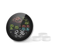 Sirxlevcy Tuya WiFi EstacióN MeteorolóGica Reloj de Mesa Probador de Temperatura Interior Exterior PronóStico del Tiempo TermóMetro HigróMetro B