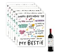 Sisadodo Regalos de cumpleaños para mejores amigas, regalos de amistad para alma y hermana, etiquetas de botellas de vino para fiestas de cumpleaños, calcomanías para mejores amigos, 6 unidades