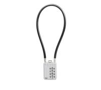 SISAV Cable de seguridad de 30 cm de largo, candado de combinación de 4 dígitos, candado de seguridad reconfigurable, para equipaje, maleta, pistola, casco, cable de 5 mm de diámetro, color plateado