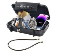 SISAV Caja de seguridad portátil, combinación segura con cable extraíble, establece tu propia combinación, para viajes, actividades familiares y al aire libre, color negro