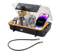 SISAV Caja de seguridad portátil, combinación translúcida con cable extraíble, establece tu propia combinación, para viajes, actividades familiares y al aire libre, color naranja