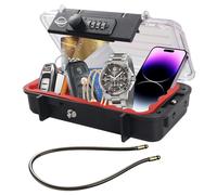 SISAV Caja de seguridad portátil, combinación translúcida con cable extraíble, establece tu propia combinación, para viajes, actividades familiares y al aire libre, color rojo