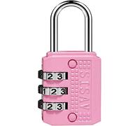 SISAV Candado de combinación de 3 dígitos, candado de gimnasio, apto para armarios escolares, cajas de herramientas, mochilas de viaje, con pestillo (rosa, 1 unidad)