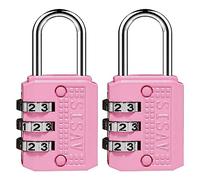 SISAV Candado de combinación de 3 dígitos, candado de gimnasio, candado de exterior, apto para armarios escolares, cajas de herramientas, mochilas de viaje, con pestillo (rosa, 2 piezas)