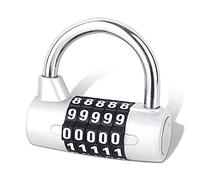 SISAV Candado de combinación de 5 dígitos, candado de gimnasio, cerradura de combinación reemplazable, adecuado para taquillas escolares, cajas de herramientas, vallas, color plateado (paquete de 1)