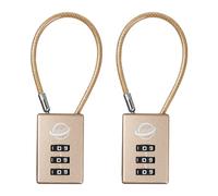 SISAV Candado de combinación de cable de 3 dígitos de 5 pulgadas para taquilla de gimnasio escolar, archivadores, casco, caja de herramientas, maleta de equipaje, mochila, dorado, paquete de 2