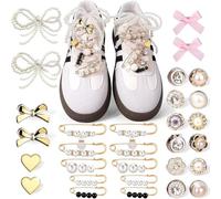 SISAY 30 Piezas Accesorios Zapatos Adornos para Zapatillas incluye Joyas/Broches/Lazos/Clips,DIY Diamantes Hebillas Botones Decorativas Zapatos Charms para Decorar Calcetines Sombreros y Bufandas