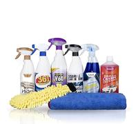 Sisbrill Kit Detail Intermedio - Kit Limpieza Coche Completo con Champú, Limpiallantas, Limpiador Interior, Limpiacristales, Guante de Lavado y Toalla de Secado