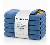 Sisbrill Pack de 5 Toallas de Secado para Coche 80 x 50 cm, Microfibra Gruesa, Ultrasuave y Bicolor para el Coche y la Moto