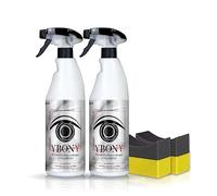 Sisbrill Ybony, Renueva, repara y restaura plásticos deteriorados o blanquecinos - Revive Neumáticos - Proporciona Ultra-Brillo - Resiste la Lluvia - 2 x 750 ml + 2 aplicadores(Pack 2)