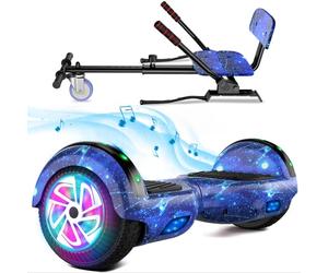 SISIGAD Hoverboard 6.5 inch with Hoverkart for children, self-balancing Eclectic Scooter easy to control, non-slip, LED lights, Bluetooth speaker