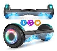 SISIGAD Hoverboard 6,5 pulgadas Overboard, Hover Scooter Board Todoterreno, Bluetooth y LED autoequilibrado, Scooter eléctrico Auto-equilibrio para niños y adultos HY-A12 gris/negro