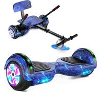 SISIGAD Hoverboard con asiento, 6,5 pulgadas hover board autopropulsado alineación con altavoces Bluetooth e iluminación LED para niños y adultos (aerotabla incluido)