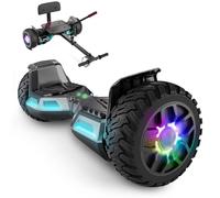 SISIGAD Hoverboard Go Kart Combo con soporte de asiento y luces LED coloridas y Bluetooth para niños, niños, niñas, adultos de todas las edades