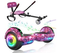 SISIGAD Hoverboard Kart, Hoverboard Todo Terreno Autoequilibrado de 6.5/‘ Pulgadas con Altavoces Bluetooth y Luces LED Hoverboard Niño,Starry Sky Purple,HY-A02