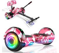 SISIGAD Hoverboard with Seat Attachment, 6.5'' Self Balancing Hoverboards Go Kart with Bluetooth and LED Lights, Combo Seat Attachment