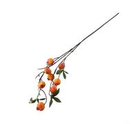 SiSinkal 9 cabezas de ramas de granada con hojas, flores artificiales rojas para decoración del hogar, boda y jardín, 64 cm, tela de seda sintética (amarillo)