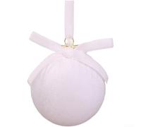 SiSinkal Adorno de bola de Navidad con lazo de terciopelo 8 cm, decoración de árbol de vacaciones rojo vino para fiesta de Navidad, hogar para acento (blanco)