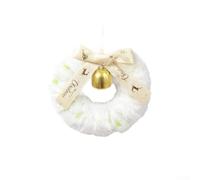 SiSinkal Adorno de corona de Navidad de 13 cm con lazo de terciopelo y campana para árbol, espejo de coche, decoración de vacaciones, verde, rojo, rosa (felpa blanca-verde)