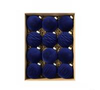 SiSinkal Adornos de Navidad inastillables de terciopelo para decoración de árbol de vacaciones, acabado texturizado, plástico, 6 cm, para hogares familiares y oficinas (azul)