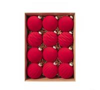 SiSinkal Adornos de Navidad inastillables de terciopelo para decoración de árbol de vacaciones, acabado texturizado, plástico, 6 cm, para hogares familiares y oficinas (rojo)