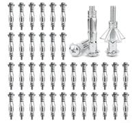 SiSinkal Anclaje de cavidad de metal M4 x 38 mm, anclajes de pared huecos galvanizados para aplicaciones de paneles de yeso y paredes finas, kit de pernos de expansión seguros con 50 piezas incluidas