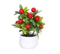 Sisinkal Árbol frutal artificial en maceta con bonsái decorativo de plástico para el hogar, oficina, interior, escritorio, alféizar de la ventana, baño, mantenimiento realista, adorno de mesa (limón)