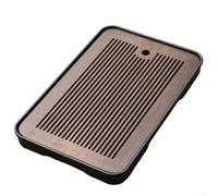 SiSinkal Bandeja de té de madera natural para servir juegos de té, base de drenaje funcional con estilo simple, para la oficina en casa o el jardín, se adapta a varias teteras y tazas, 32 x 19 cm