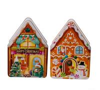 SiSinkal Caja de almacenamiento de la casa de la lata de la Navidad de 2 PCS para la decoración de los regalos de los caramelos de las