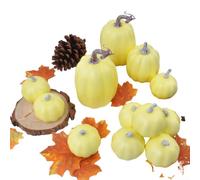 SiSinkal Calabazas de espuma mate, varios tamaños, decoración de calabaza artificial, espuma sólida, antidecoloración, para centro de mesa de Acción de Gracias, mantel de Halloween (12 unidades