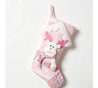 SiSinkal Calcetín de Navidad con purpurina rosa para niños con Papá Noel, muñeco de nieve, reno, terciopelo suave, decoración de Navidad, 42 x 24 cm (alce rosa)