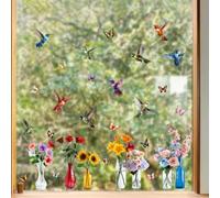 SiSinkal Calcomanías estáticas para ventanas para paredes de vidrio, extraíble, impermeable, PVC, cesta floral, pájaros, mariposa, calcomanías reutilizables para decoración del hogar, sala de estar