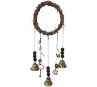 SiSinkal Campanas de viento hechas a mano para estrella y luna, colgante de cuerda de cáñamo de ratán para puerta, decoración bohemia de 35 cm para jardín, porche, hogar (A)