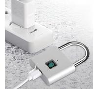 SiSinkal Candado inteligente de huella dactilar, bloqueo de seguridad biométrico, aleación de zinc de alta densidad, haz de acero inoxidable 304, carga USB, reconocimiento de un solo toque
