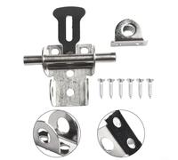 SiSinkal Cerrojo de seguridad de acero inoxidable grueso para puertas de madera, ventanas, seguridad, acabado plateado, tipo B, 32 x 45 mm, con tornillos de fijación, jardín en casa (negro A)