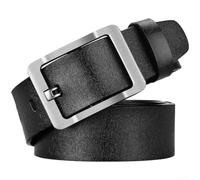 SiSinkal Cinturón con hebilla para hombre en piel sintética para uso casual y formal por adultos jóvenes, café negro, 110 cm (C-130 cm)