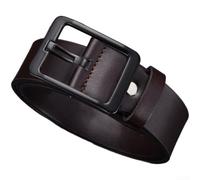 SiSinkal Cinturón con hebilla para hombre en piel sintética para uso casual y formal por adultos jóvenes, café negro, 110 cm (B-110 cm)