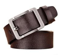 SiSinkal Cinturón con hebilla para hombre en piel sintética para uso casual y formal por adultos jóvenes, café negro, 110 cm (D-130 cm)