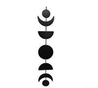 SiSinkal Colgante de pared minimalista de madera de sol y luna, arte de boj de 60 cm para decoración del hogar bohemio, colgante de madera nórdica para dormitorio, sala de estar, guardería (negro)