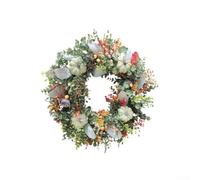 SiSinkal Corona de calabaza de eucalipto 35 x 35 cm, decoración rústica de plástico para festival de cosecha, otoño, puerta, colgante, entrada, adorno de pared