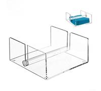 SiSinkal Dispensador de servilletas acrílico transparente con barra central para una recuperación suave, soporte de pañuelos de gran capacidad con patas de goma para mesas de cocina y uso en catering