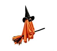 SiSinkal Escoba de bruja inflable de 3.6 pies, decoración de patio, con control remoto e impermeable IP44, para patio al aire libre y jardín (naranja)