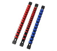 SiSinkal Estante de almacenamiento para llaves de vaso de 1/4 pulgadas, 3/8 pulgadas, 1/2 pulgadas, bandeja organizadora de riel montado en la pared con clips, paquete de 3 (3 piezas)