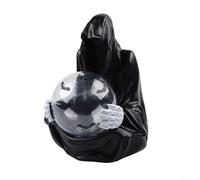 SiSinkal Estatua gótica de Grim for REAPER con bola brillante flotante, decoración de escritorio mística para fiesta de Halloween, hogar, oficina, estante, exhibición de decoración estética oscura