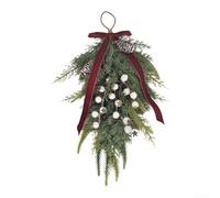 SiSinkal Flocado lágrima Navidad colgante ornamento pino aguja guirnalda para vacaciones para decoración de plástico seda tela 40X30cm para pared chimenea puerta