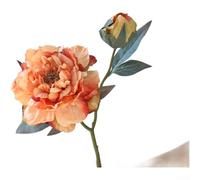 SiSinkal Flor de peonía de seda rústica con bordes quemados, tallo artificial de otoño para el hogar para decoración de bodas de hotel, 50 cm (naranja otoño-amarillo)